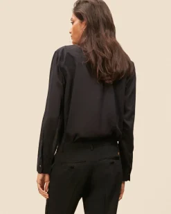 Blouse à Plastron Ellea - Noir Hauts
