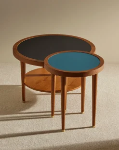 Outlet Table basse ronde Puzzle - Bleu Sarah Tables Basses|Tables D'Appoint Et Chevets