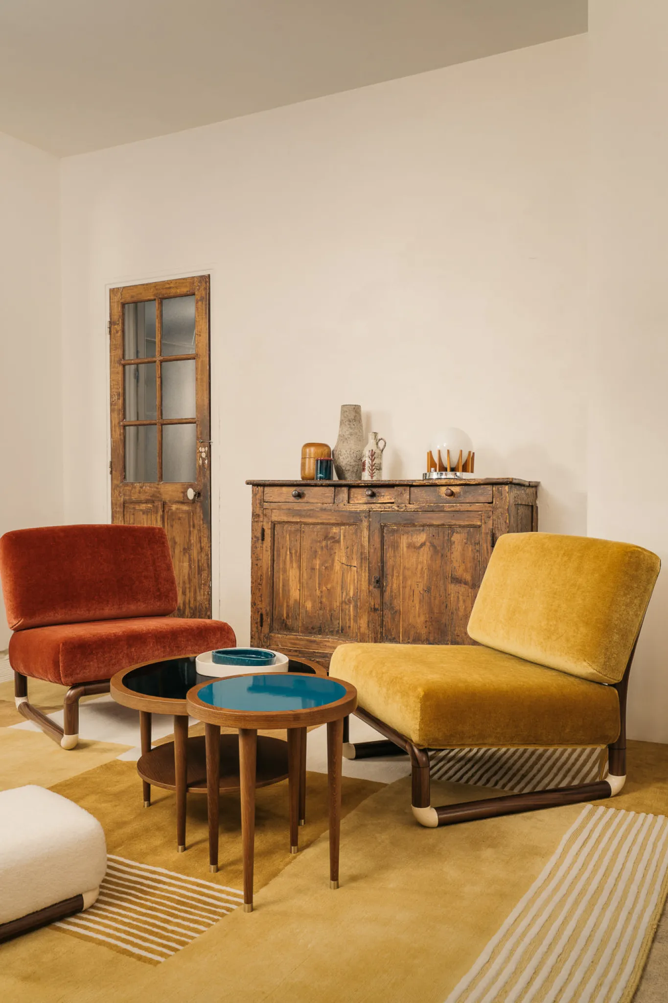 Outlet Table basse ronde Puzzle - Bleu Sarah Tables Basses|Tables D'Appoint Et Chevets